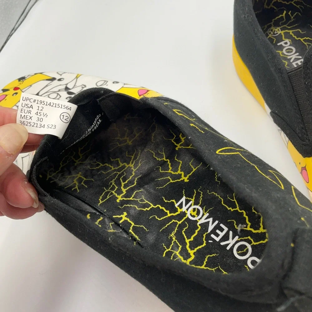Pokemon Pikachu 25‎ Slip On Shoes Men's Size 12 Nintendo Yellow Black